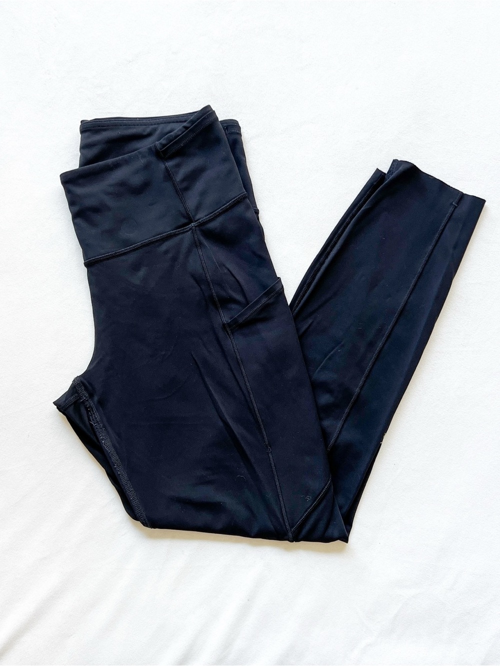 lululemon athletica Black High-Waist Leggings with Side Seam Detail - Size 8